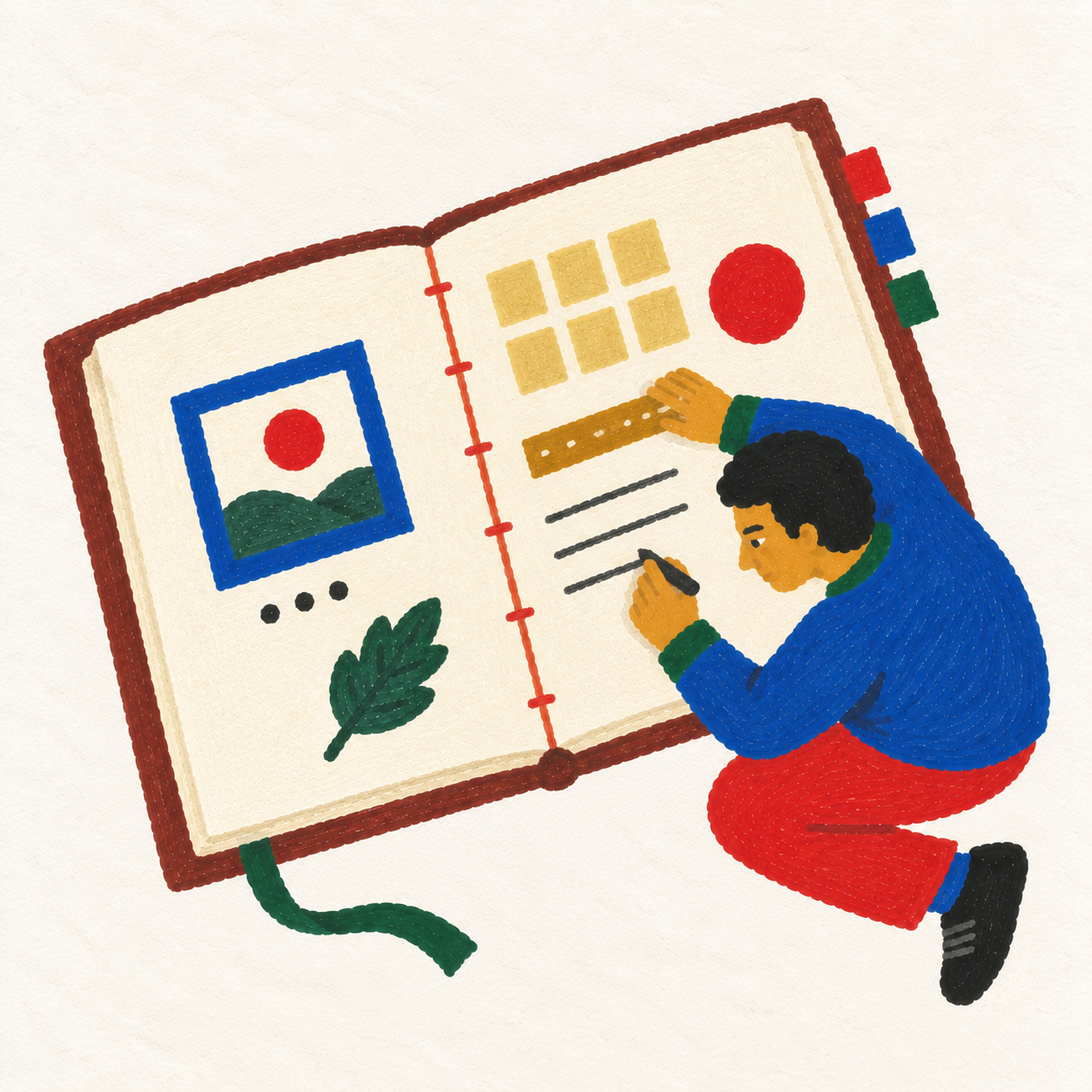 AI 手账本 插画